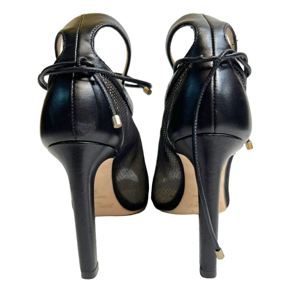 Jimmy Choo Sayra 100 Mesh Ankle Lace Up Tie Black Heels Booties Leather Size 36 - Picture 9 of 12